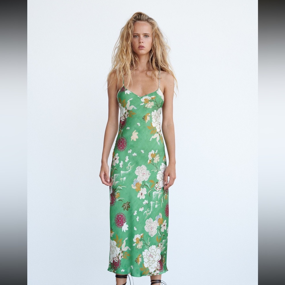 Zara Satin Effect Print Dress